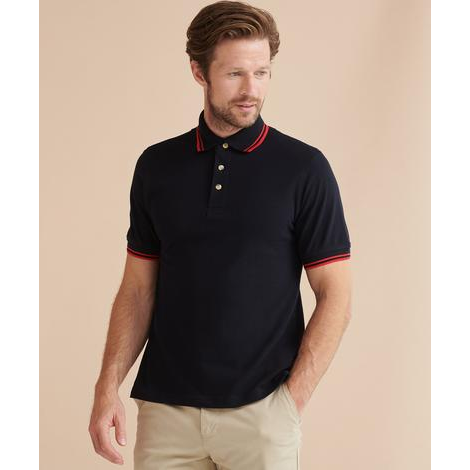 Tipped Piqué Polo Shirt-HENBURY